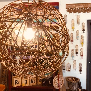 Fence Wire Ball Light fittings / Lamp Shades with shadow effect. Made in Australia from recycled rusted wire. image 5