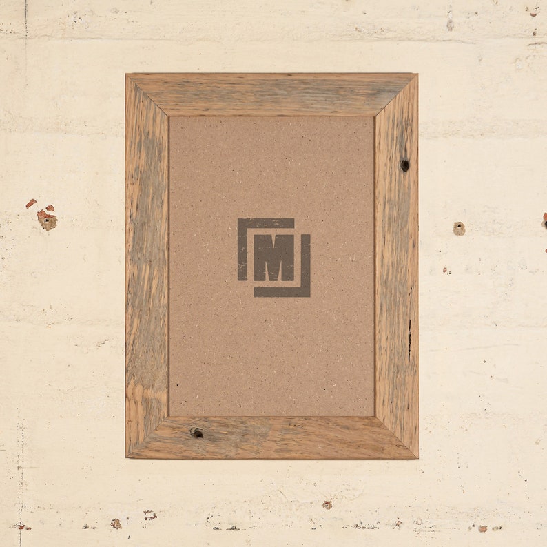 May include: A rustic wooden picture frame with a light brown finish. The frame has a simple design with a slightly distressed look. The frame is empty and ready to display a photo or artwork.