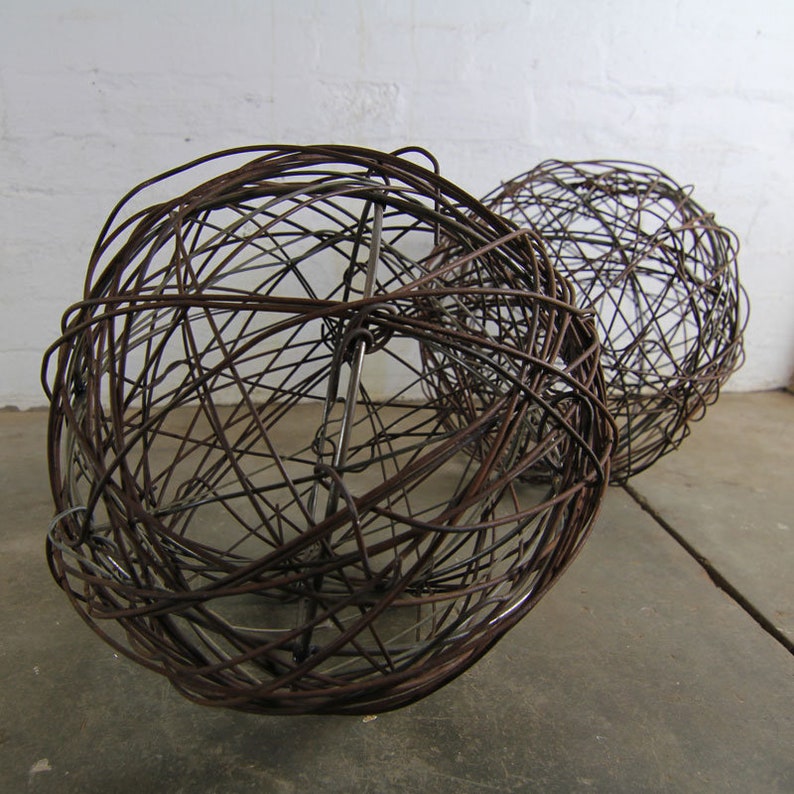 Fence Wire Ball Light fittings / Lamp Shades with shadow effect. Made in Australia from recycled rusted wire. image 3