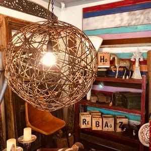 Fence Wire Ball Light fittings / Lamp Shades with shadow effect. Made in Australia from recycled rusted wire. image 4