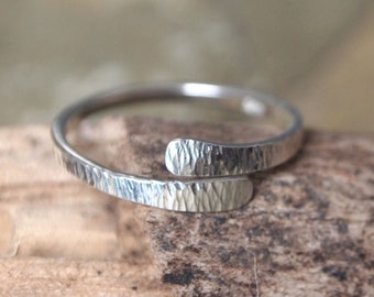 Silver ring, sterling silver wrap ring, forged silver stacking ring, knuckle ring, thumb ring, jewelry handmade to order by ARC Jewellery UK