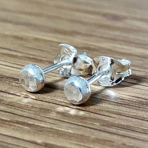 Small Round Silver Studs, Argentium silver hammered stud earrings, in stock in 3 sizes, single stud or pair, handmade by arc jewellery UK image 4