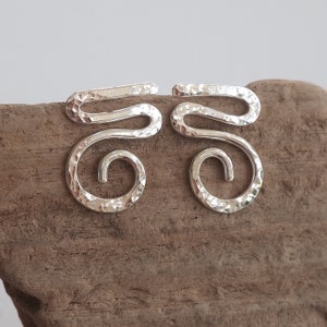 Spiral silver studs earrings, Argentium silver stud earrings, zigzag spiral stud, silver jewelry, hammered silver, handmade ARC Jewellery UK image 6