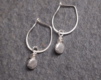 Silver Earrings, Pebble Earrings, Handmade Earrings