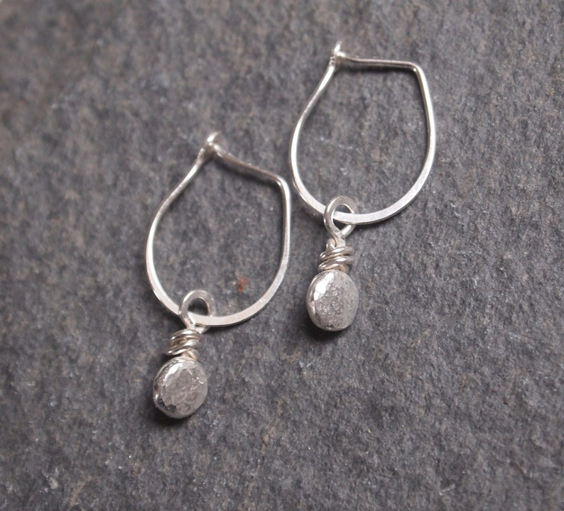 ARC Silver pebble drop earrings, silver drop earrings, argentium silver earrings, hammered silver, handmade, silver, jewelry, ARC Jewellery image 1