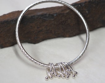 Sterling silver spinner bangle, hammered silver, hallmarked silver, solid silver, 6 twists of silver, stacking bangle, spinner, handmade UK