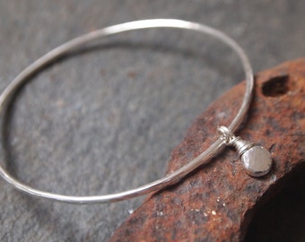 Silver Bangle, silver pebble bangle bracelet, handmade sterling silver bangle, hammered silver, silver jewelry.