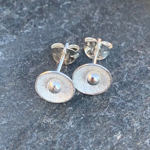 Studs, Argentium Silver stud earrings, round recycled silver stud earrings, texture silver stud earrings handmade by ARC Jewellery UK image 3