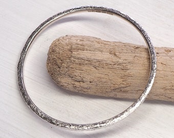 Sterling silver bangle bracelet, hallmarked, hammered texture, solid silver bangle, handmade silver 925 bracelet bangle, ARC Jewellery UK