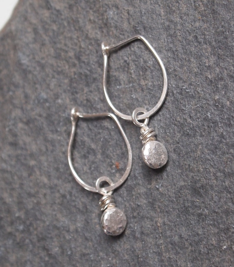 ARC Silver pebble drop earrings, silver drop earrings, argentium silver earrings, hammered silver, handmade, silver, jewelry, ARC Jewellery image 3