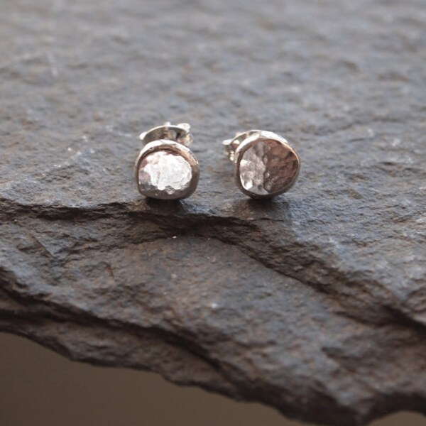 Sterling silver studs, hammered stud earrings, unisex earrings, stud earrings, small studs, handmade jewelery