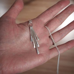 Silver necklace, silver pendant, necklace sterling silver forged rods, hammered silver necklace, handmade jewelry, ARC Jewellery UK image 6