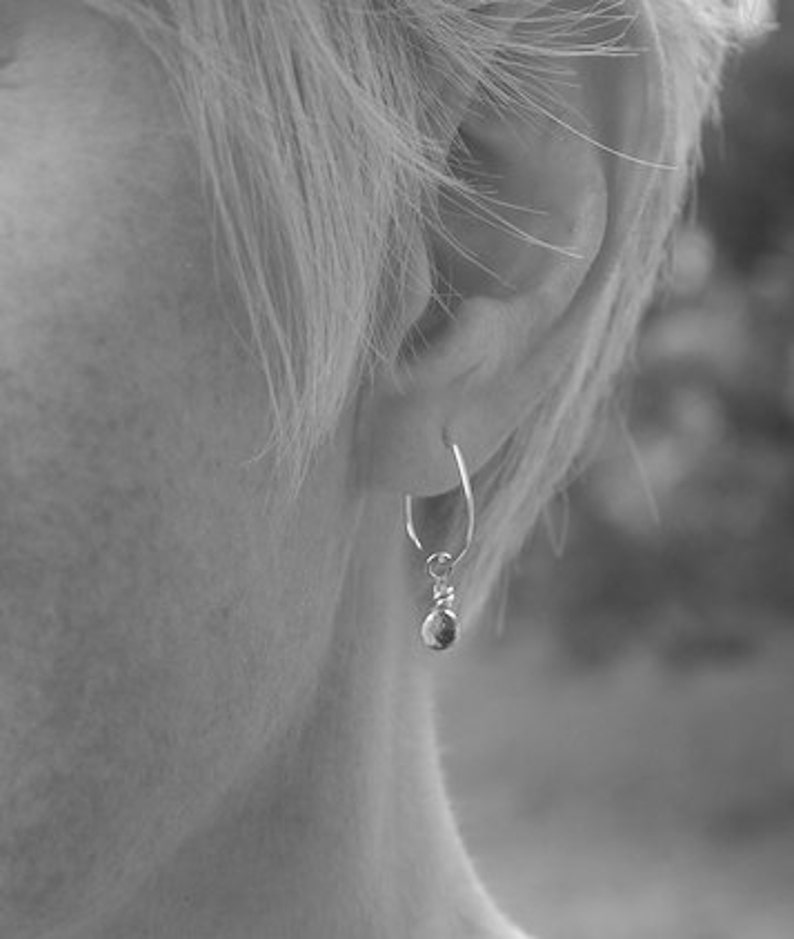 ARC Silver pebble drop earrings, silver drop earrings, argentium silver earrings, hammered silver, handmade, silver, jewelry, ARC Jewellery image 5