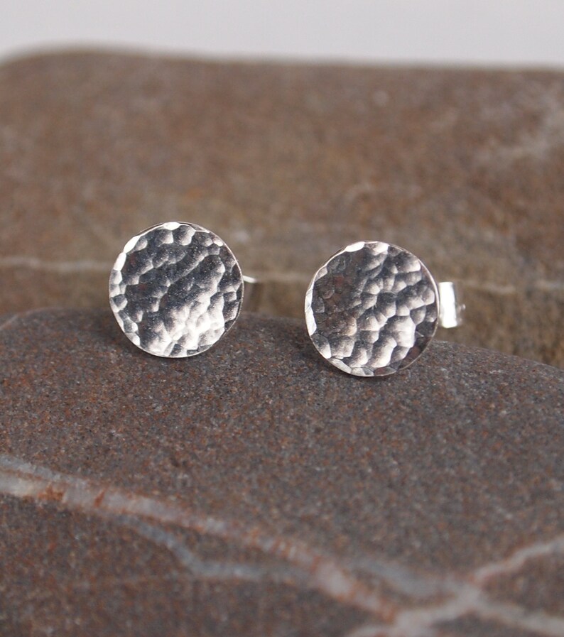 Mens Earrings Sterling Silver Stud Earrings Hammered Etsy UK