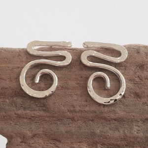 Spiral silver studs earrings, Argentium silver stud earrings, zigzag spiral stud, silver jewelry, hammered silver, handmade ARC Jewellery UK image 8