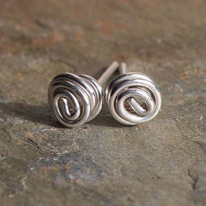 Silver studs, Argentium stud earrings, gift for her, tiny studs, twist of silver, small studs, handmade by ARC Jewellery UK.