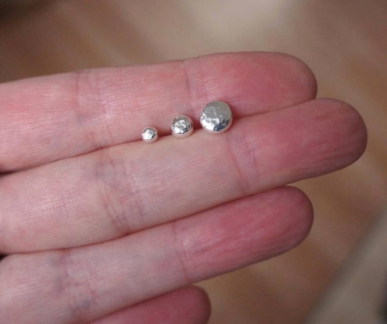 handmade Argentium earrings arc jewellery UK hammered silver earrings small recycled silver earrings Silver Stud Earrings silver studs