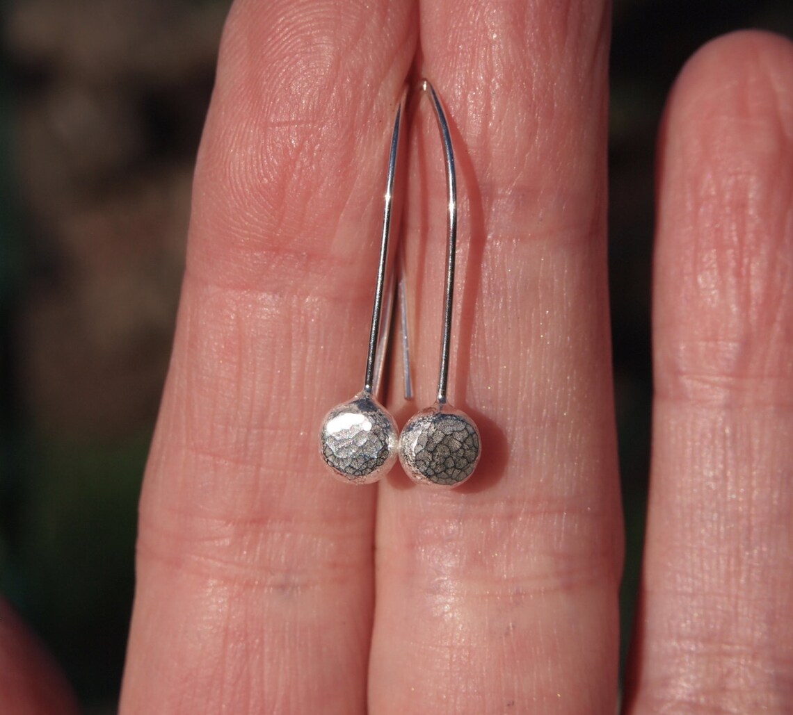 Silver Drop Earrings Silver Dangle Earring Pebble Drop Etsy UK