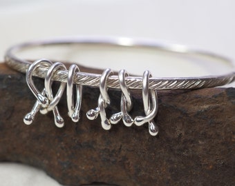 Silver spinner bangle, hammered sterling silver, hallmarked silver, solid silver, 6 twists of silver, stacking bangle, spinner, handmade UK