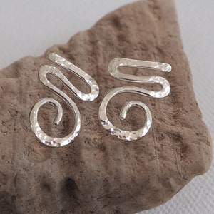 Spiral silver studs earrings, Argentium silver stud earrings, zigzag spiral stud, silver jewelry, hammered silver, handmade ARC Jewellery UK image 1