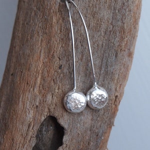 Silver drop earrings, silver dangle earring, Argentium pebble drop earrings, ARC Jewellery, Argentium silver, drop earring, small earrings