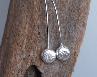 Silver drop earrings, silver dangle earring, Argentium pebble drop earrings, ARC Jewellery, Argentium silver, drop earring, small earrings