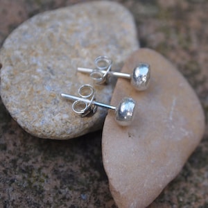 Small Round Silver Studs, Argentium silver hammered stud earrings, in stock in 3 sizes, single stud or pair, handmade by arc jewellery UK image 8