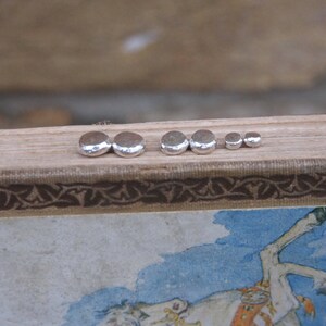 Small Round Silver Studs, Argentium silver hammered stud earrings, in stock in 3 sizes, single stud or pair, handmade by arc jewellery UK image 6