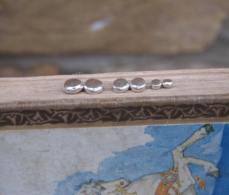 Small Round Silver Studs, Argentium silver hammered stud earrings, in stock in 3 sizes, single stud or pair, handmade by arc jewellery UK image 6