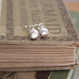 Small Round Silver Studs, Argentium silver hammered stud earrings, in stock in 3 sizes, single stud or pair, handmade by arc jewellery UK image 7