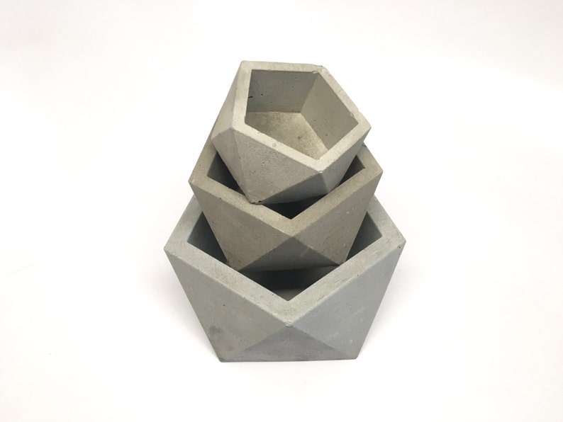 Sacred Geometry Icosahedron II Planter Handmade Wedding Decor Medium Concrete Geometric Planter