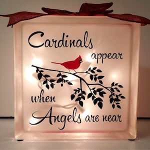 Glass Block, Glass Block Lights, Glass Cube, Memorial Glass Block, Cardinal Saying