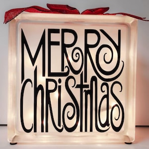 Glass Block Lights, Glass Block, Christmas Lighted Glass Block, Christmas Décor, Lighted Glass Cube