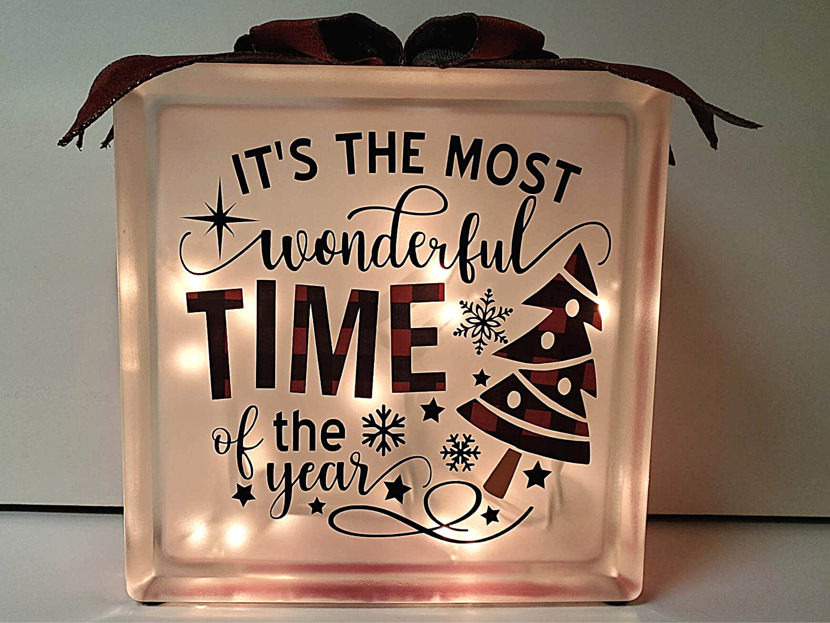 Glass Block, Lighted Glass Block, Christmas Décor, Christmas Gift