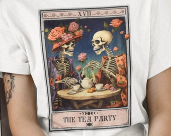 Tea Party Tarot Card Shirt: Skeleton Tea Lover T-Shirt