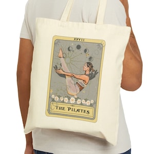 Pilates Tote Bag, The Pilates Tarot Card Tote Bag, Pilates Lover Gifts Pilate Canvas Bag Pilates Pose Totebag