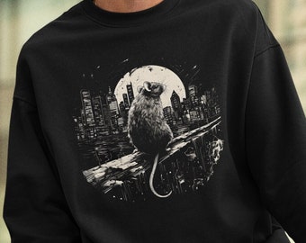 Rat Sweatshirt, City Rat Sweatshirt Rat Lover Gift Black Rat Sweater