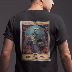 The Drummer Tarot Card Shirt, Skeleton Drummer Shirt Drum Player Gifts Drums Teacher Gift Drummer Tshirt Skeleton Tarot Shirt