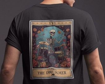 The Drummer Tarot Card Shirt, Skeleton Drummer Shirt Drum Player Gifts Drums Teacher Gift Drummer Tshirt Skeleton Tarot Shirt