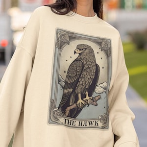 The Hawk Tarot Card Sweatshirt, Hawk Sweatshirt Birds of Prey Sweater