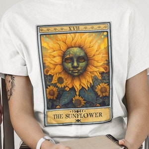 Camisa de girassol, camisa de tarô de girassol, presente para amantes de plantas, camiseta de girassol