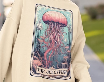 Quallen Sweatshirt, Quallen Tarot Karte Sweatshirt, Ozean Liebhaber Pullover Meeresbiologe Geschenke Sealife Pullover