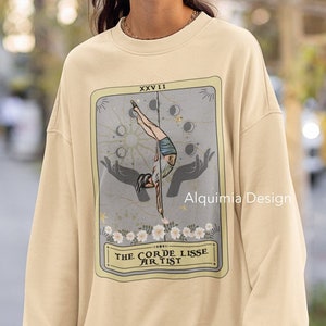 The Corde Lisse, sweat-shirt carte de tarot d'artiste, sweat-shirt de voltige, pull de danseuse aérienne, sweat-shirt de cirque