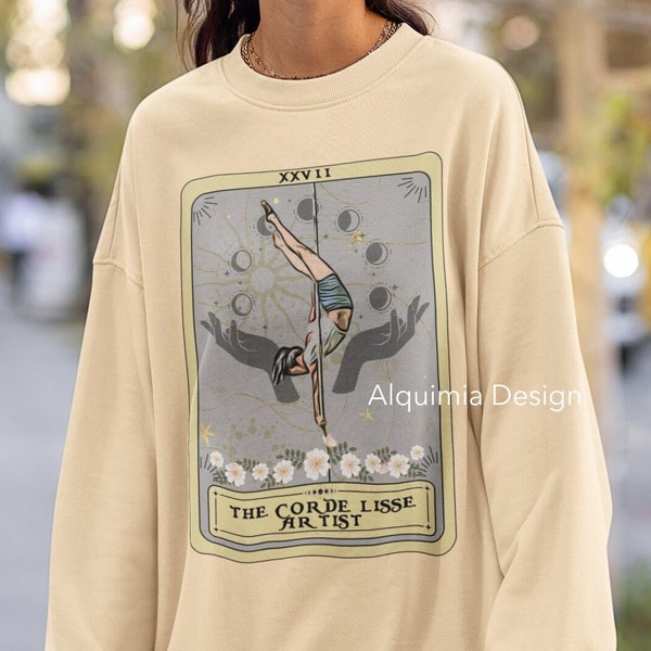 The Corde Lisse Artist Tarot Card Sweatshirt, Aerialist Sweatshirt Aerial Dancer Sweater Crew Neck Circus Sweatshirt