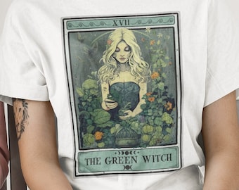 The Green Witch Tarot Card Shirt, Witchy Plant Lover Gifts Tshirt Herbology Tee