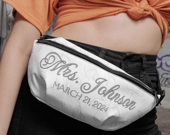 Gepersonaliseerde bruid Fanny Pack 14 "x 6" Hip Pack Custom Bridal Fanny Pack Bachelorette Belt Bag voor bruid, bruiloft Fanny Pack HoneyMoon