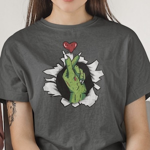 Halloween Shirt Zombie Shirt, Halloween Monster T-Shirt, Halloween Monster Shirt Cute Zombie Hand Holding Heart Halloween T-shirt Gift