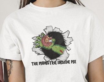 Donut Halloween Shirt Donut Shirt, The Monster Inside Me Halloween Donut camiseta, Funny Donut Lover Shirt Donuts Tee Donuts Regalos