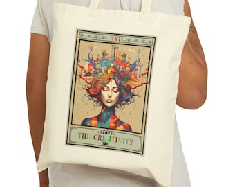 Creativiteit Tote Bag, De creativiteit Tarot Card Tote Bag Kunstenaar Tote Bag 15" x 16" Schilder Canvas Tas Schrijver Tote Bag