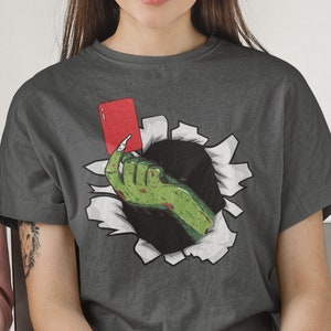 Football Halloween Shirt Zombie Shirt, Halloween Soccer Shirt, Sports Halloween T-Shirt Monster Shirt Zombie Hand Holding Red Card t-shirt